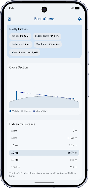 EarthCurve: Horizon Calculator Screenshot 2