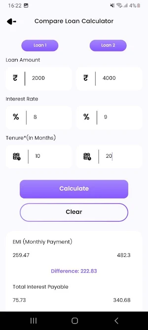 Easy EMI Loan Calculator Screenshot 2