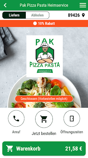 Pak Pizza Pasta Heimservice Screenshot 0