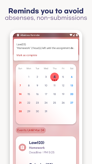 Albatross Reminder - Don't miss LMS lecture & h.w. Screenshot 2
