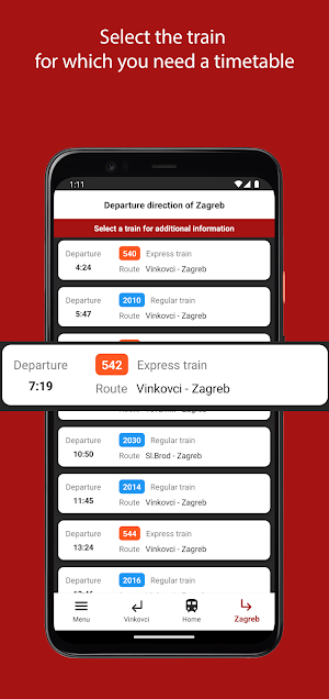 Train timetable Okučani 2023 Screenshot 3