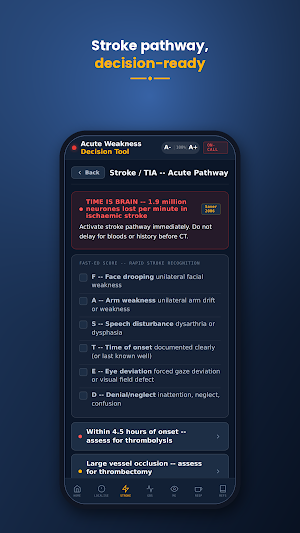 Acute Weakness Decision Tool Screenshot 2
