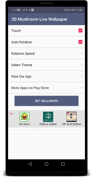 3D Mushroom Night Live Wallpaper Screenshot 3