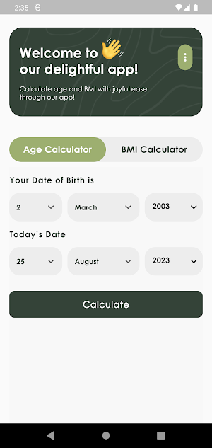 Age and BMI Calculator Screenshot 2