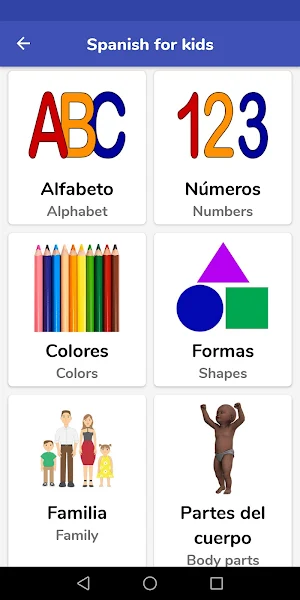 Spanish For Kids - Learn and Play Screenshot 0