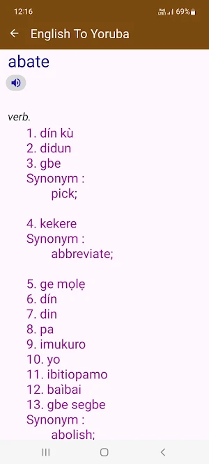 English To Yoruba Dictionary Screenshot 0