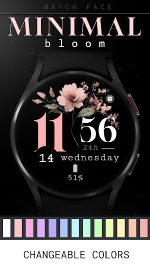Minimal Bloom pink watch face Screenshot 2