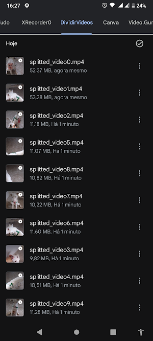 Dividir Vídeos Screenshot 0