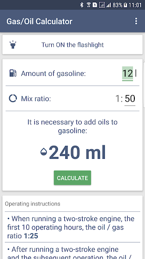 Gas/Oil Calculator Screenshot 1