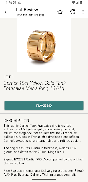 Luxury Brand Jewellery Auction Screenshot 2