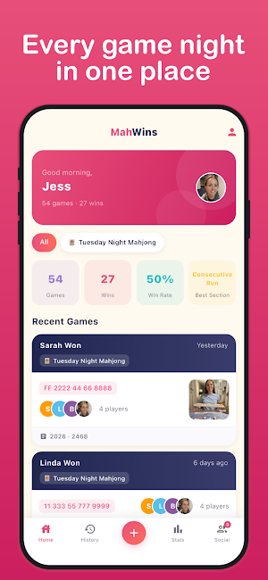 MahWins: Mahjong Game Tracker Screenshot 0
