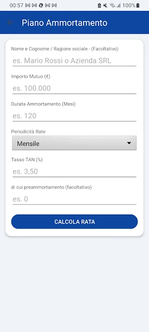 Piano Ammortamento Rata Mutuo Screenshot 1