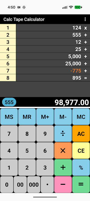 Tape Calculator Classic Screenshot 2