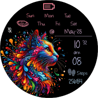 BFF61- Neon Art Cat colorful