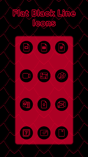Red On Black Line Icons Screenshot 1