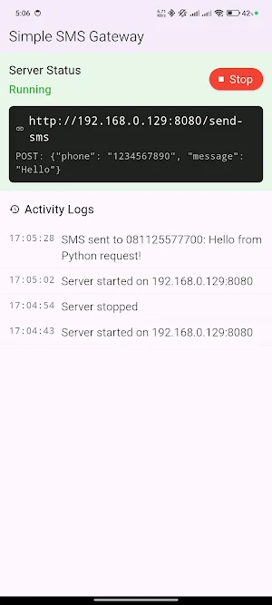 Simple SMS Gateway Screenshot 2