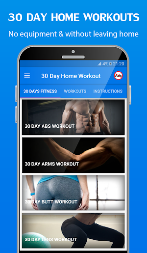 30 Day Home Workout - Fit challenge home workouts Screenshot 0