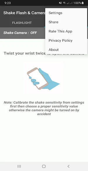 Shake Flashlight & Camera Screenshot 2