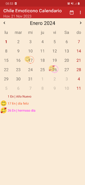 Chile Emoticono Calendario Screenshot 0
