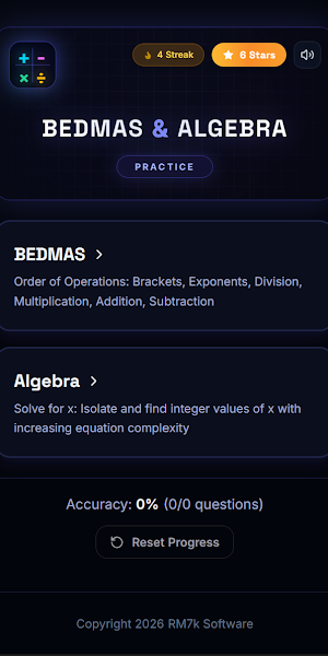 Practice BEDMAS and Algebra Screenshot 1