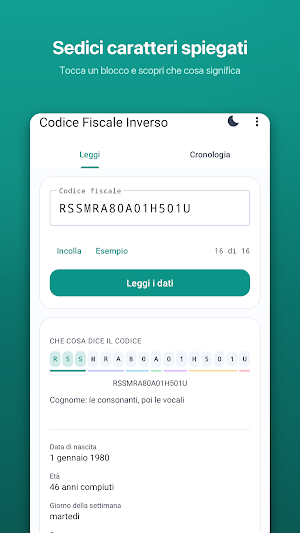 Codice Fiscale Inverso Screenshot 2