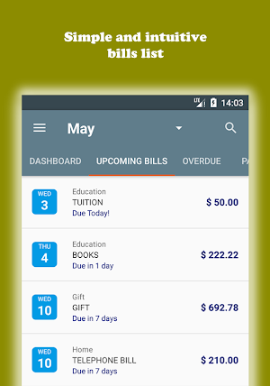 UpdateBills Due Notification Screenshot 0