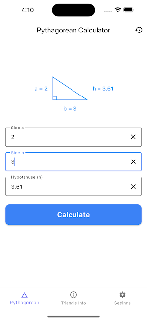 Pythagorean Calculator Screenshot 1