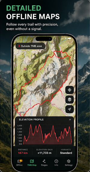 Tour du Mont-Blanc – GR® TMB Screenshot 0