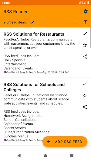 RSS Reader - Offline news with background sync Screenshot 0
