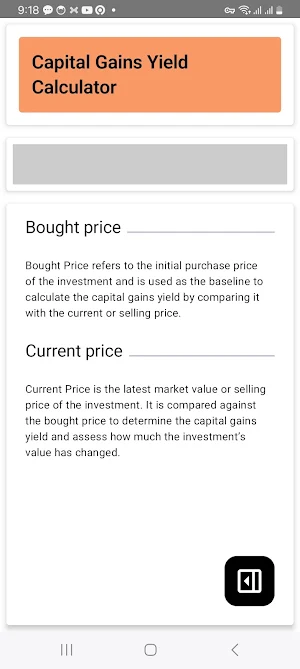 Capital Gains Yield Calculator Screenshot 2