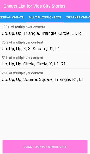 Cheat Codes for VCS Screenshot 2