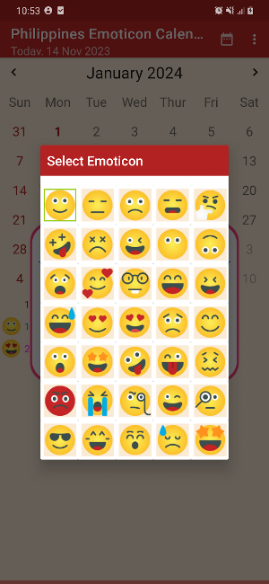 Philippines Emoticon Calendar Screenshot 2