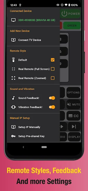 Sony TV Remote Control App  (WiFi & Infrared (IR)) Screenshot 3