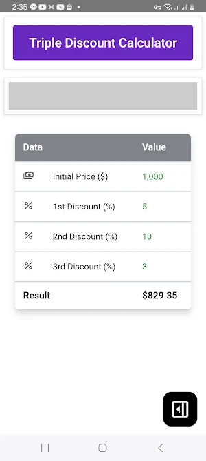 Triple Discount Calculator Screenshot 3