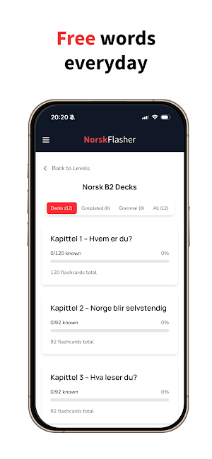 NorskFlashcards - A1 to B2 Screenshot 1