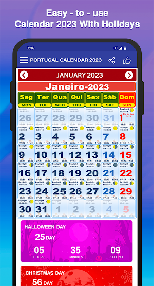 Portugal Calendar 2023 Screenshot 1