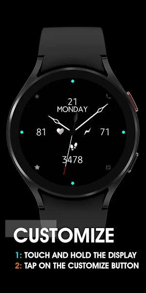 Minimal Black v14 Watch Face Screenshot 2