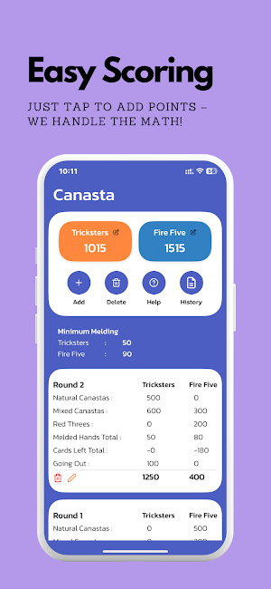 Canasta Scorebord Screenshot 1