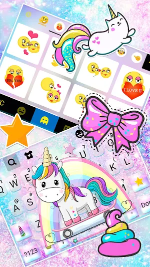 Galaxy Skate Unicorn Keyboard Theme Screenshot 2
