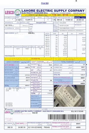 LESCO Bill Screenshot 1