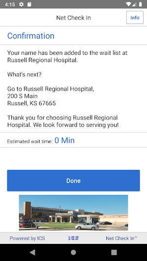 Net Check In - Russell Regional Hospital Screenshot 2