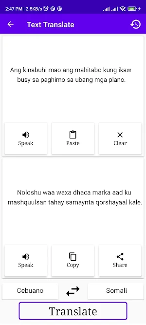 Cebuano To Somali Translator Screenshot 1