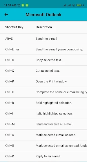 Keyboard Shortcuts Guide for W Screenshot 1
