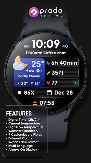 PRADO 71 Weather Watch Face Screenshot 2
