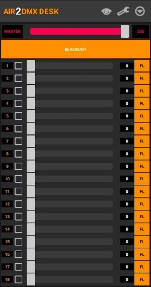 AIR2DMX simple DESK ArtNet DMX Screenshot 0