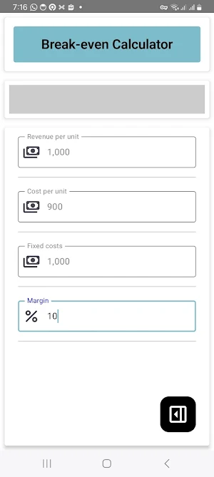 Break-even Calculator Screenshot 3
