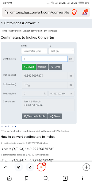 Centimeters to Inches Convert Screenshot 0