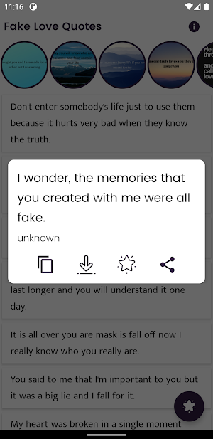 Fake Love Quotes and Sayings Screenshot 2