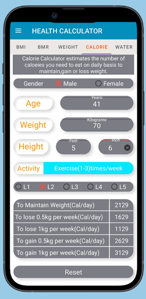 Health Calculator:Calorie,BMR Screenshot 2