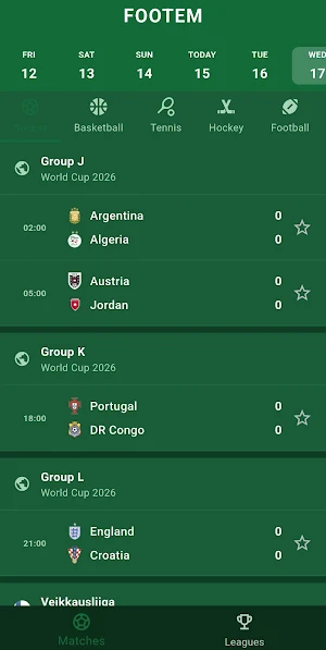 Footem: Live Sports Scores Screenshot 1